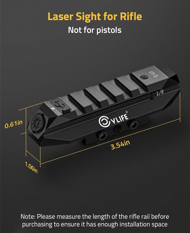 CVLIFE Laser Sight for Rifle, Low Profile Rechargeable Picatinny Rifle Laser Sight with Strobe Mode - Image 5